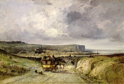 Arrival of a Stagecoach at Treport, 1878 by Jules Achille Noel